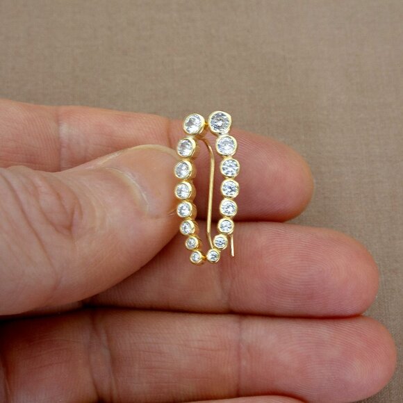 NEW Gold Crawler Earrings, Ear Climber, Minimalist Cuff Earrings, Gift For Women - Picture 10 of 12